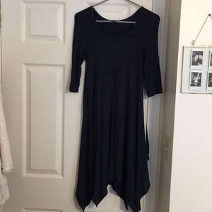 3/4 Sleeve Cotton Navy Dress